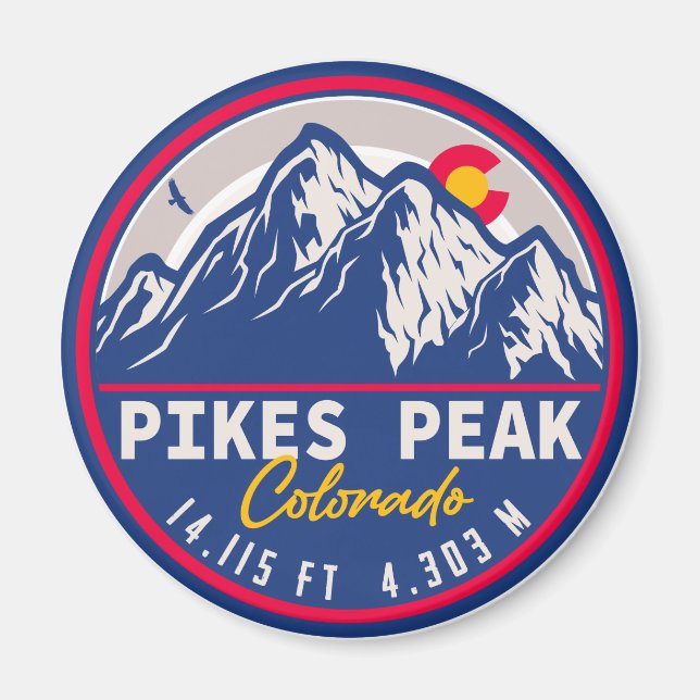 Pikes Peak Colorado Mountain Camping Souvenirs Magnet (Framsidan)