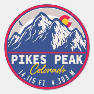 Pikes Peak Colorado Mountain Camping Souvenirs Runt Klistermärke