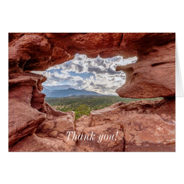 Pikes Peak Genom Ett Klipphål Tackkort OBS Kort (Framsidan Horizontal)