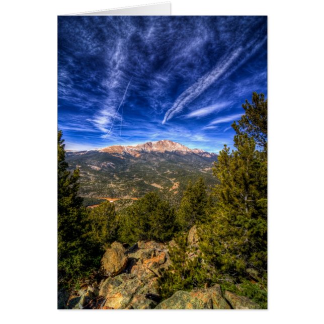 Pikes Peak och Blå himmel Hälsningskort (Framsidan)