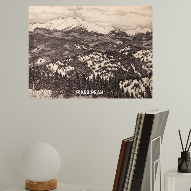 Pikes Peak Penn-/Blyertsteckning Poster (Skapare uppladdad)