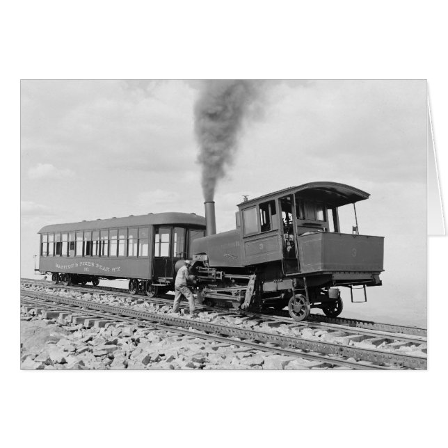 Pikes Peak Railway, 1900 Hälsningskort (Framsidan Horizontal)