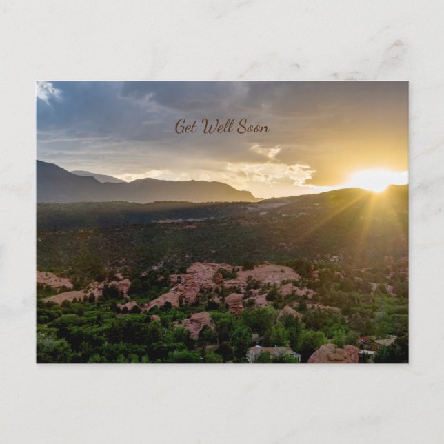 Pikes Peak Solnedgång Dis Postkort Vykort (Framsida)