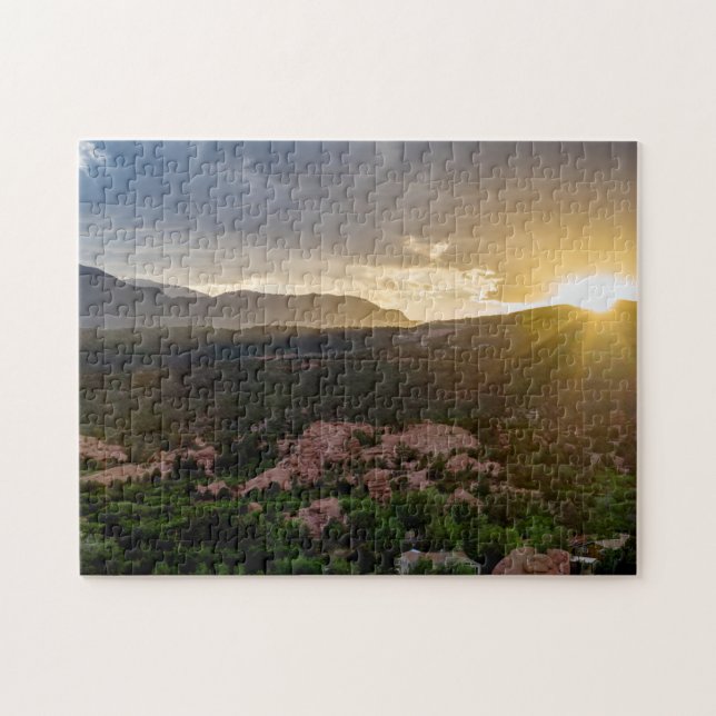 Pikes Peak Sunset Dimma Jigszle Puzzle Pussel (Horisontell)