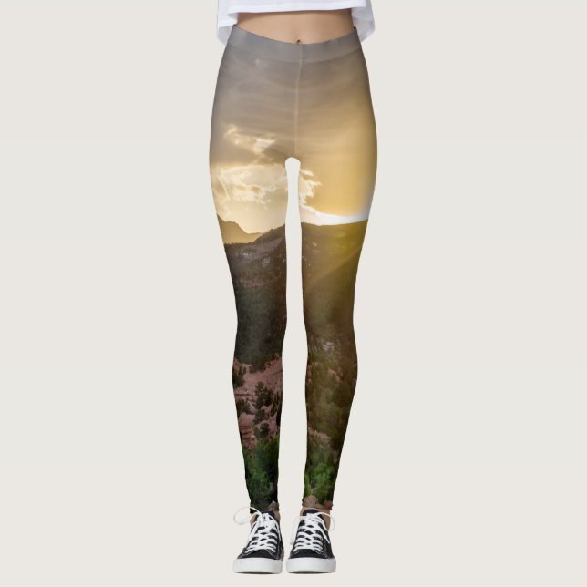 Pikes Peak Sunset Dimma Leggings (Framsida)