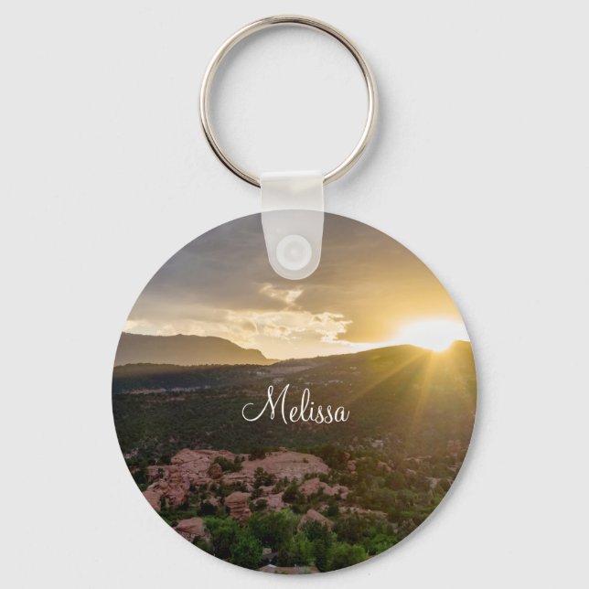 Pikes Peak Sunset Dimma Nyckelring (Framsida)