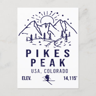 Pikes toppar Colorado Minimalist Skiing Souvenirs Vykort