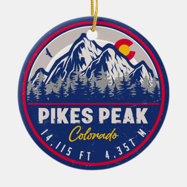 Pikes toppar Colorado Mountain Camping Hiking Julgransprydnad Keramik (Framsidan)