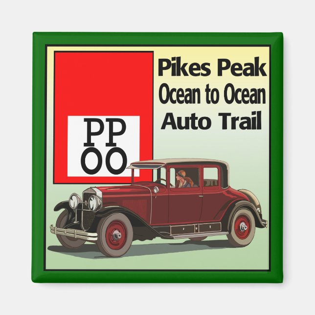 Pikes toppar Ocean till Ocean Auto Trail Magnet (Framsidan)