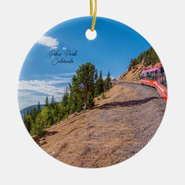 Pikes toppar Tåg Ride Circle Ornament (Framsidan)