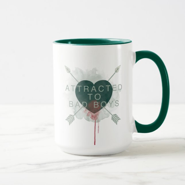 Pil | "Attraherat till Bad Boys" Pierced Heart Mugg (Höger)