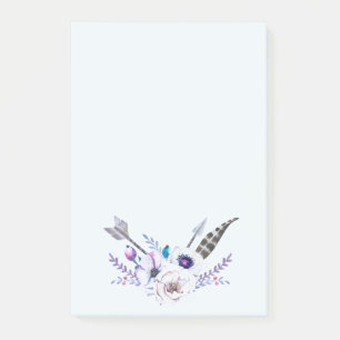 Pil, blommor och ludd post-it block