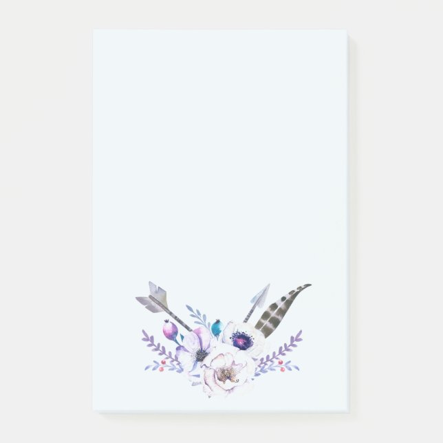 Pil, blommor och ludd post-it block (Framsida)
