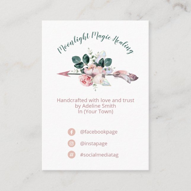 Pil Boho Spell Burk Candle Kit Affärskort Visitkort (Framsida)