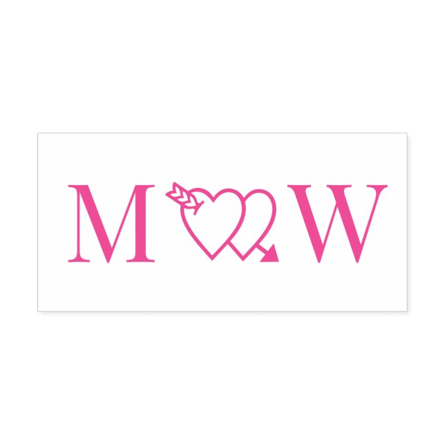 Pil genom dubbla hjärtan par 2 initial monogram självfärgande stämpel (Design)