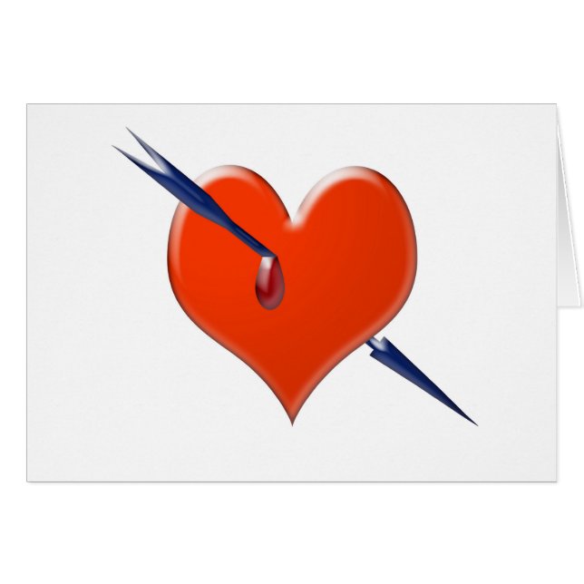 Pil genom hjärtat hälsningskort (Framsidan Horizontal)