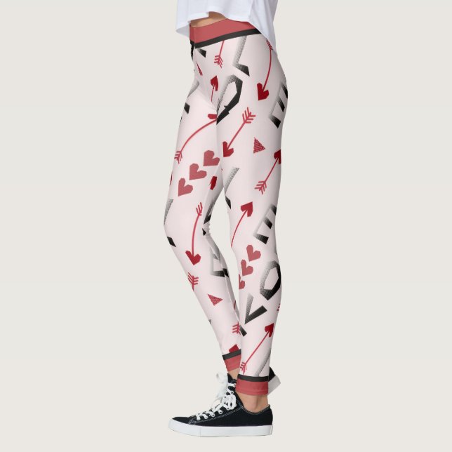 Pil, hjärta & kärlek romantisk design leggings (Vänster)