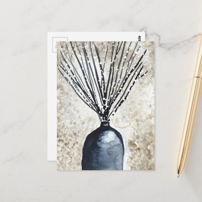 Pil i vas akvarell vykort (Fram/Back In Situ)