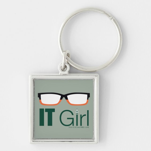 Pil | IT Girl Glasses Graphic Fyrkantig Silverfärgad Nyckelring (Framsidan)