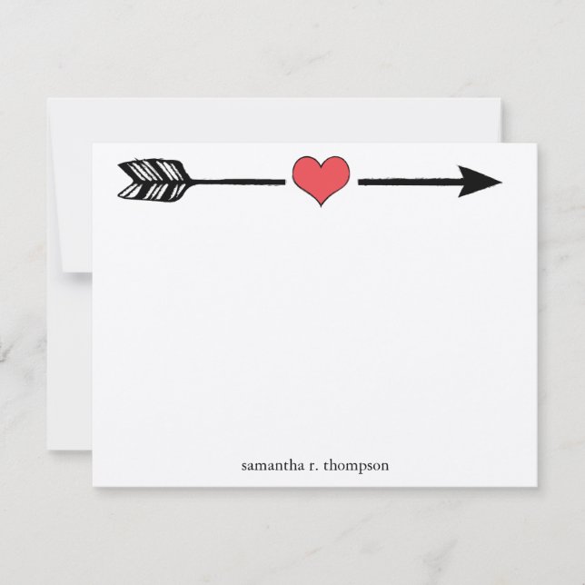 Pil med Red Heart Tackkort Card Anteckningskort (Framsida)