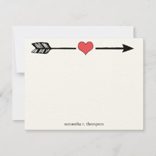 Pil med Red Heart Tackkort Card Anteckningskort