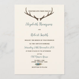 Pil och Antler Rustic Chic Bröllop Cream & Blue Inbjudningar