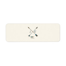 Pil och Antler Rustic Chic Cream & Blue Returadress Etikett