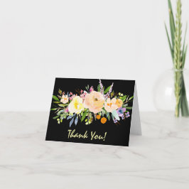 Pil och blomster tack kort