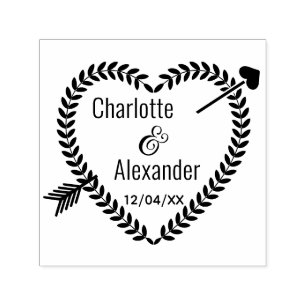 Pil Pierced Heart WAN #2 Namn Date Självfärgande Stämpel