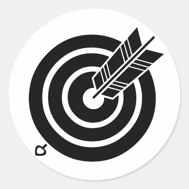 Pil slå ett runt målmärke och etiketter (Framsida)