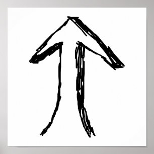 Pil som pekar upp. Svart och White. Poster