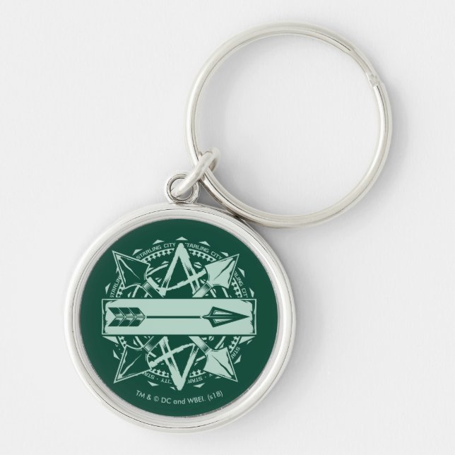 Pil | Starling City Arrow Badge Rund Silverfärgad Nyckelring (Framsidan)