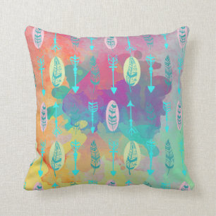 Pilar för vattenfärgBoho kudder stam- chic fjäd Kudde