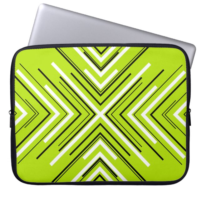 Pilar i Lime Green, Black and White Laptop Fodral (Framsidan)