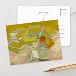 Pilar över Fransk Novels | Vincent van Gogh Vykort<br><div class="desc">Piles of Fransk Novels (1887),  av den nederländske postimponerande konstnären Vincent Van Gogh. Originalteckningen är en olja på arbetsytan som skildrar staplar av bokar i pulserande gult-toner. Använda verktygen för att lägga till anpassningsbar eller anpassa bilden.</div>