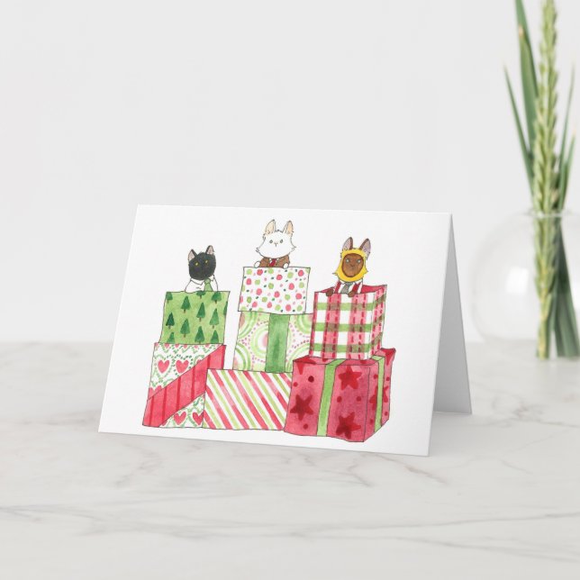 Pilar över julklappar helgkort (Framsida)