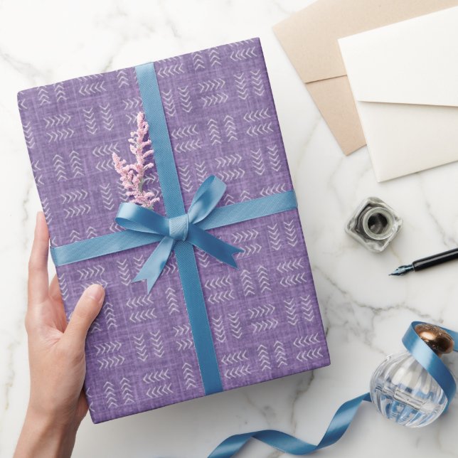Pilar på mörkt hedar-lila linne presentpapper (Gifting)