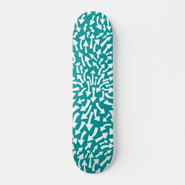Pilar - Vit på Teal Mini Skateboard Bräda 18,5 Cm (Framsida)