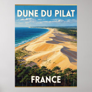 Pilat Dune Frankrike Gyllene Sand Kustlandskap Poster