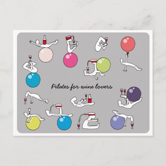 Pilater för vykort för vin älskare, grått (Framsida)