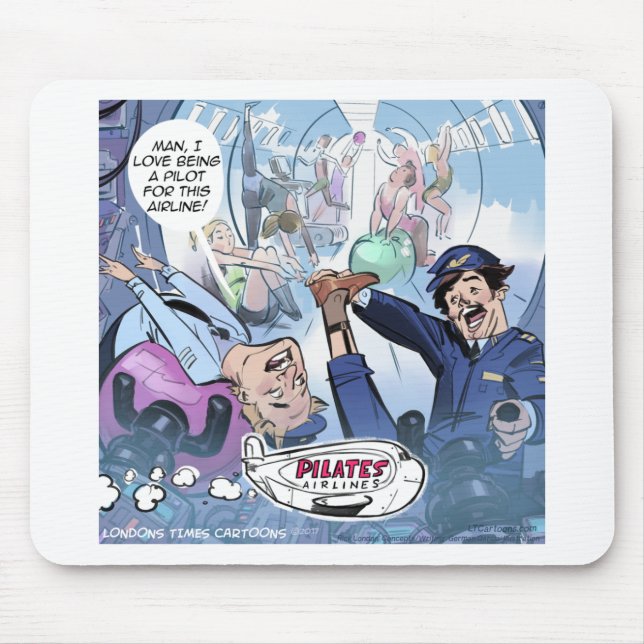 Pilates Airlines Rick London Funny Gifts Musmatta (Framsidan)
