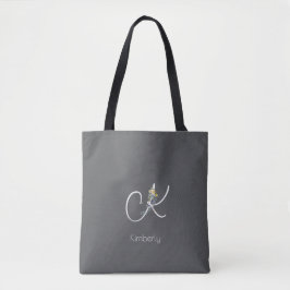 Pilates-älskare Blommig monogram vattenfärg grå Tygkasse
