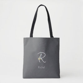 Pilates-älskare Blommig monogram vattenfärg grå Tygkasse