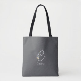 Pilates-älskare Blommig monogram vattenfärg grå Tygkasse