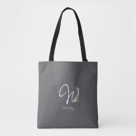 Pilates-älskare Blommig monogram vattenfärg grå Tygkasse