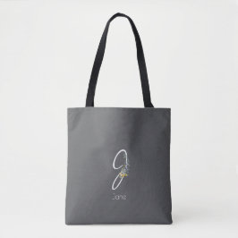 Pilates-älskare Blommig monogram vattenfärg grå Tygkasse