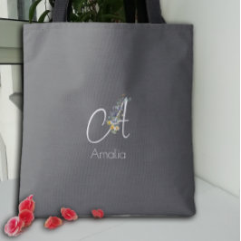 Pilates-älskare Blommig monogram vattenfärg svar Tygkasse