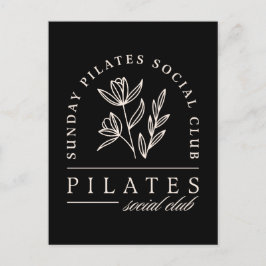 Pilates älskare social klubb studio svart vykort