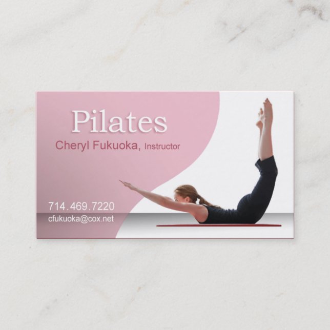 Pilates anvisning (pink) - anpassningsbar visitkort (Framsida)