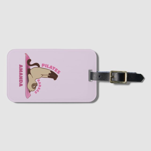 Pilates Badass Workout Kattunge Luggage Tag Bagagebricka (Framsida horisontal)